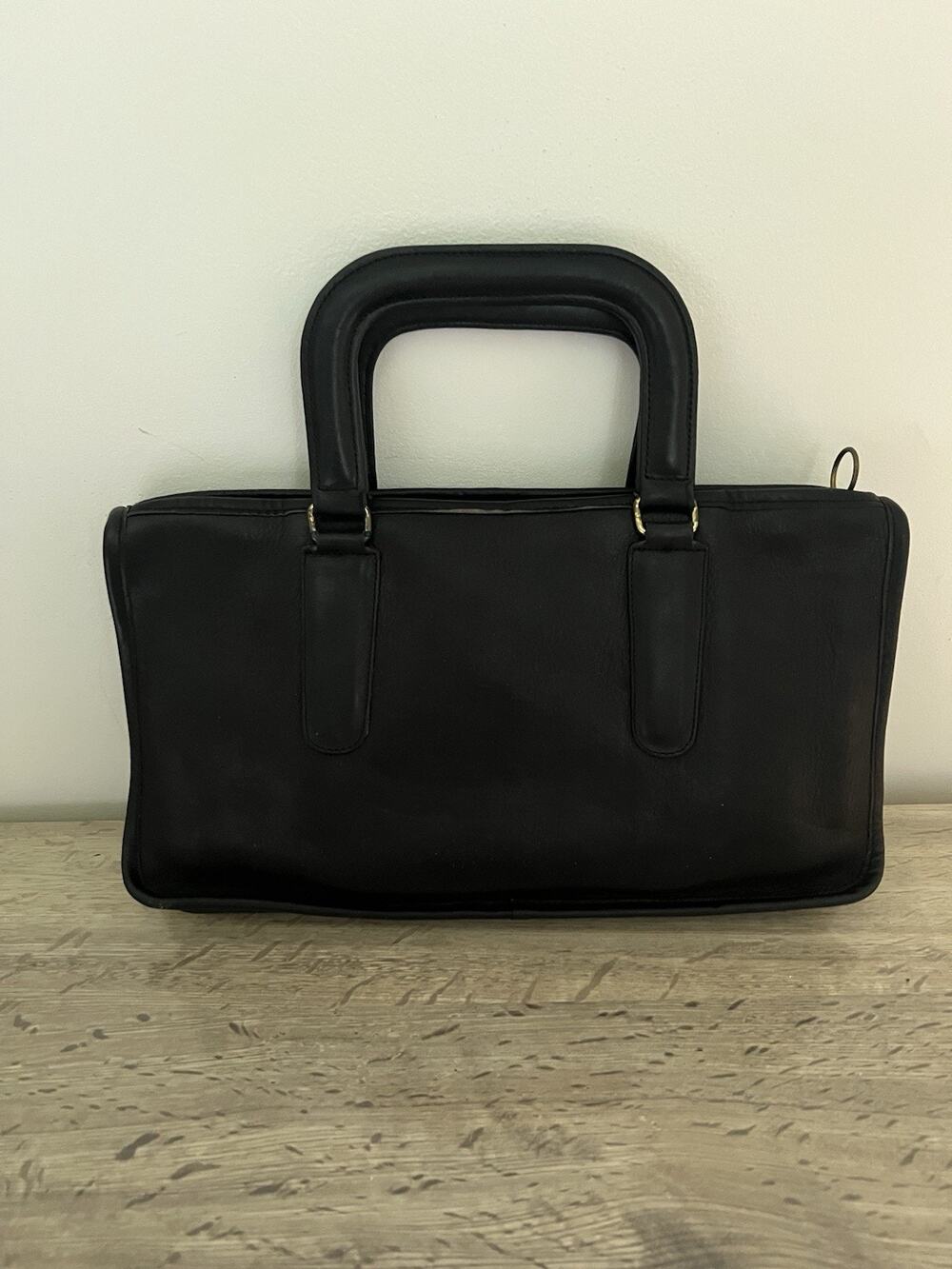 Vtg COACH 70s 1680 Bonnie Cashin Slim Satchel Compact Black Leather tote Purse